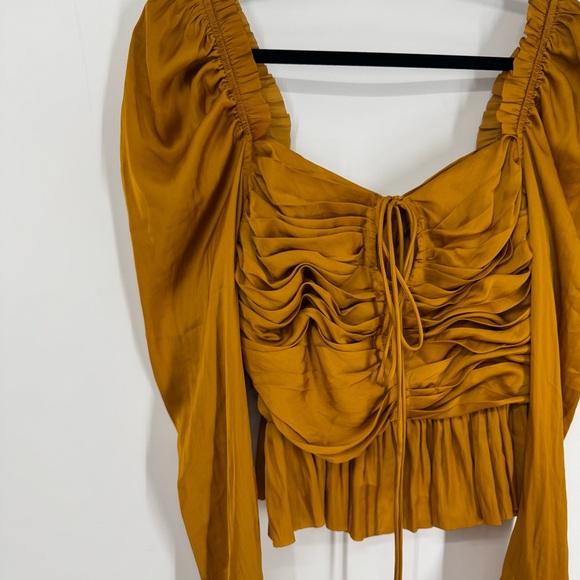 Ulla Johnson Mustard Yellow Ruched Blouse - Picture 7 of 12